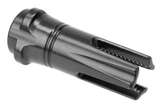 Pistol Caliber Carbine 3-prong flash hider for 5/8x24 threaded barrels.